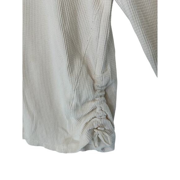 J. Jill Basic Relaxed Casual Ivory Waffle Knit Cowl Neck Long Sleeve Top Size XL - Picture 6 of 13